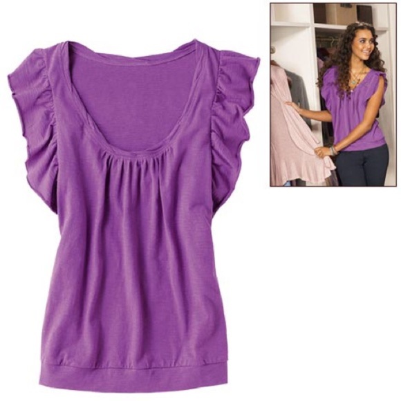 Purple butterfly sleeve top - Picture 1 of 4